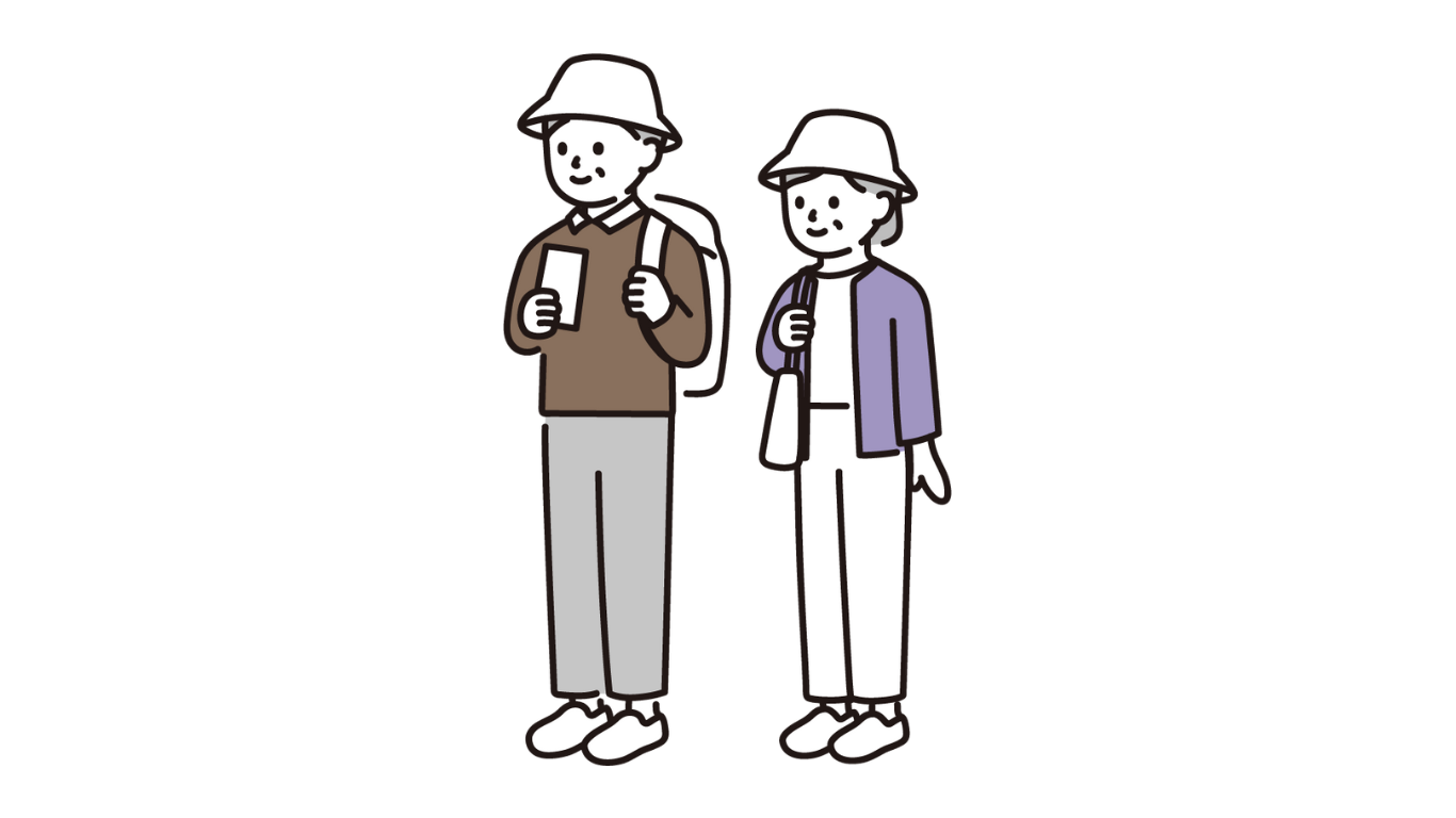 散歩をする高齢者のイラスト